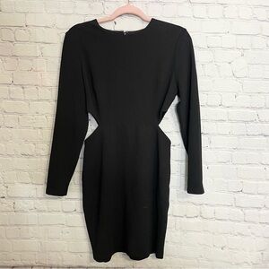 Express Big Shoulder Black Mini Cut Out Dress Size: Small